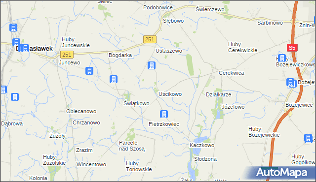 mapa Uścikowo gmina Żnin, Uścikowo gmina Żnin na mapie Targeo