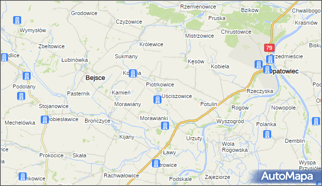 mapa Uściszowice, Uściszowice na mapie Targeo