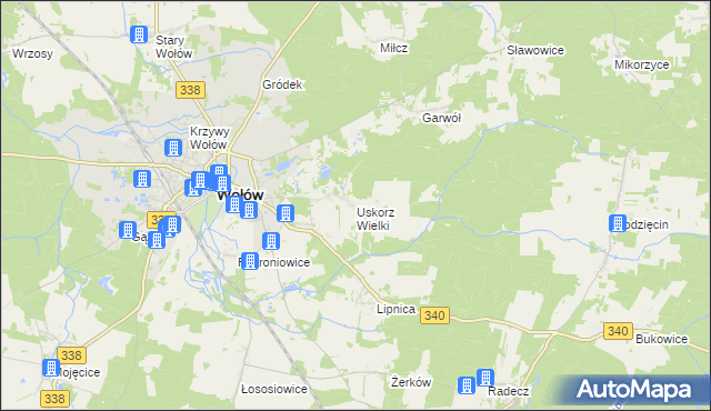 mapa Uskorz Wielki, Uskorz Wielki na mapie Targeo