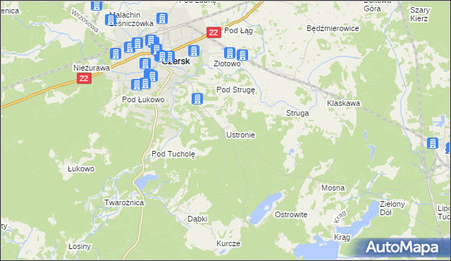 mapa Ustronie gmina Czersk, Ustronie gmina Czersk na mapie Targeo