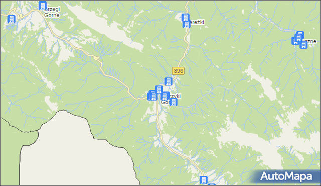 mapa Ustrzyki Górne, Ustrzyki Górne na mapie Targeo