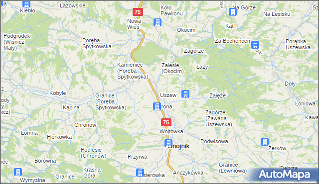 mapa Uszew, Uszew na mapie Targeo