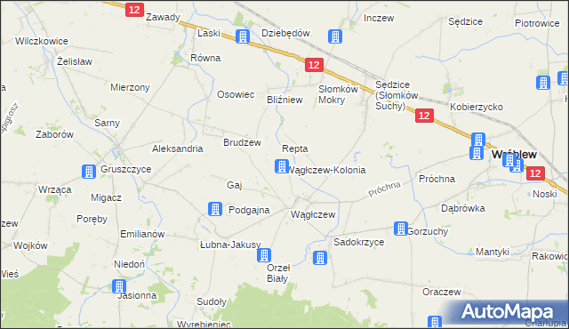 mapa Wągłczew-Kolonia, Wągłczew-Kolonia na mapie Targeo