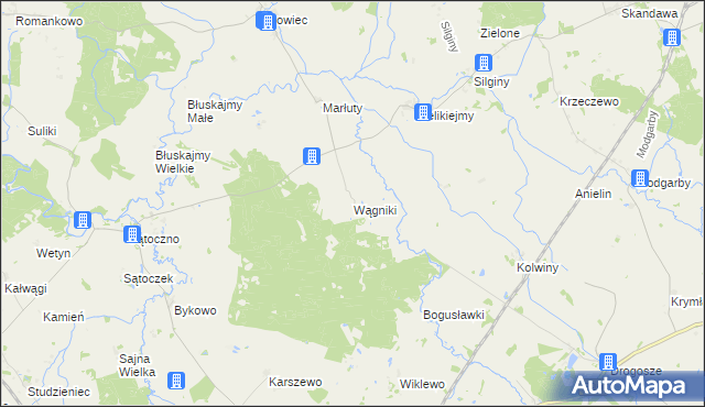 mapa Wągniki gmina Korsze, Wągniki gmina Korsze na mapie Targeo