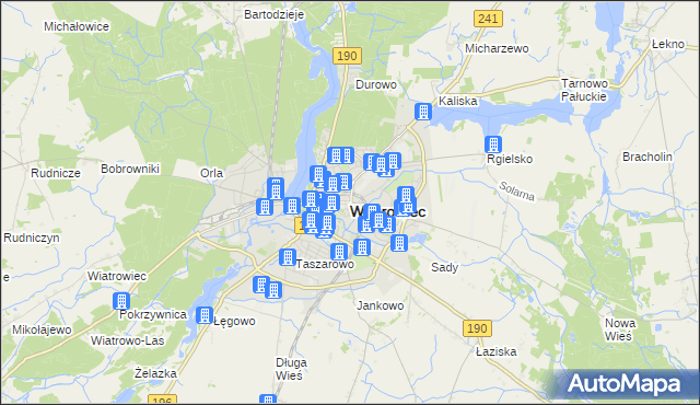 mapa Wągrowiec, Wągrowiec na mapie Targeo