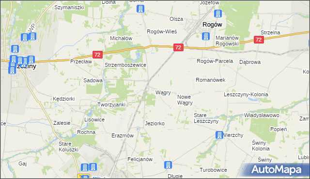 mapa Wągry, Wągry na mapie Targeo