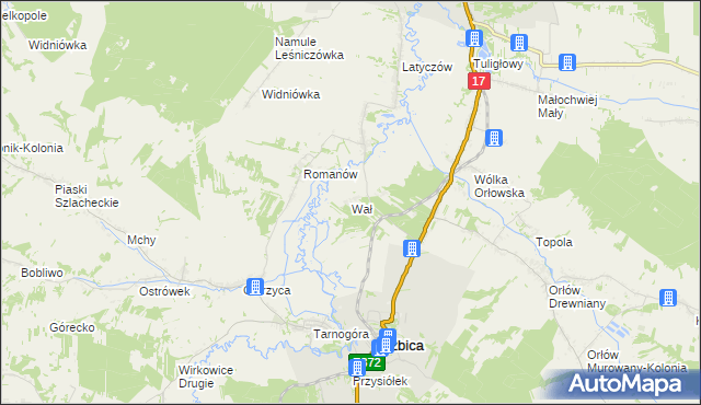 mapa Wał gmina Izbica, Wał gmina Izbica na mapie Targeo