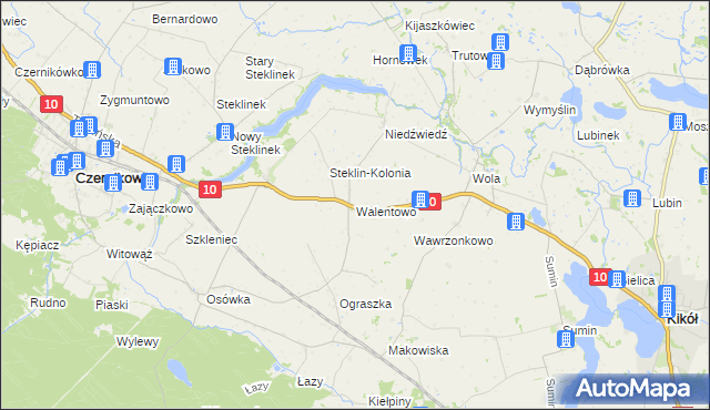 mapa Walentowo gmina Kikół, Walentowo gmina Kikół na mapie Targeo