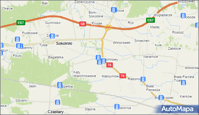 mapa Walichnowy, Walichnowy na mapie Targeo