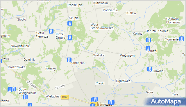 mapa Waliska gmina Latowicz, Waliska gmina Latowicz na mapie Targeo
