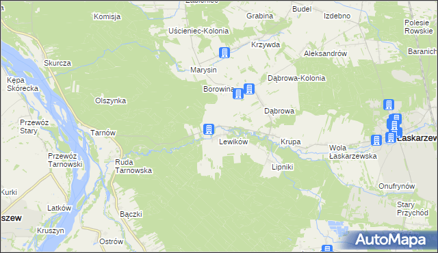 mapa Wanaty gmina Łaskarzew, Wanaty gmina Łaskarzew na mapie Targeo