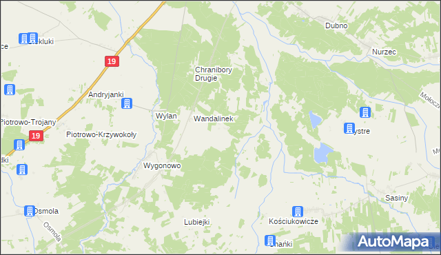 mapa Wandalin gmina Boćki, Wandalin gmina Boćki na mapie Targeo