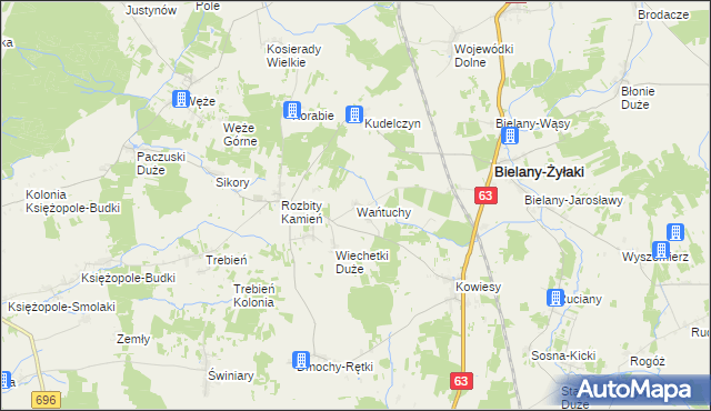 mapa Wańtuchy, Wańtuchy na mapie Targeo