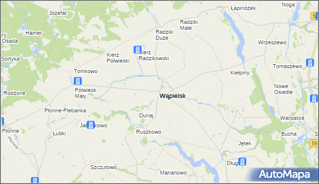 mapa Wąpielsk, Wąpielsk na mapie Targeo