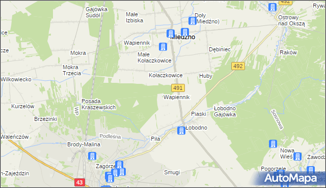 mapa Wapiennik gmina Kłobuck, Wapiennik gmina Kłobuck na mapie Targeo