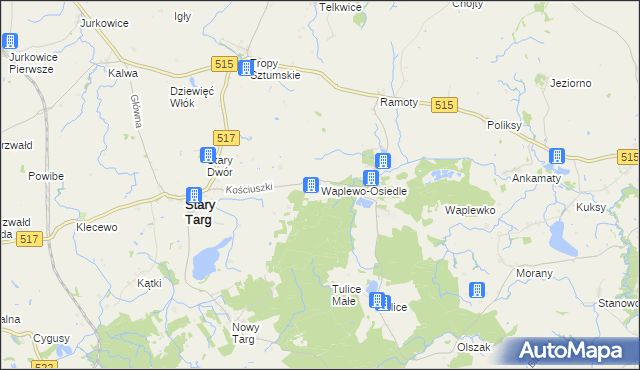 mapa Waplewo-Osiedle, Waplewo-Osiedle na mapie Targeo