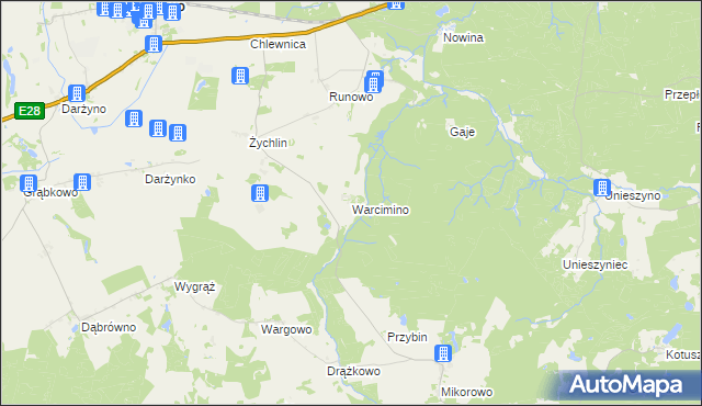 mapa Warcimino, Warcimino na mapie Targeo