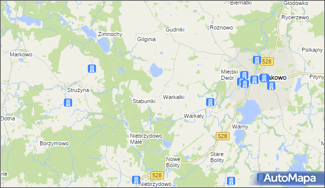 mapa Warkałki, Warkałki na mapie Targeo