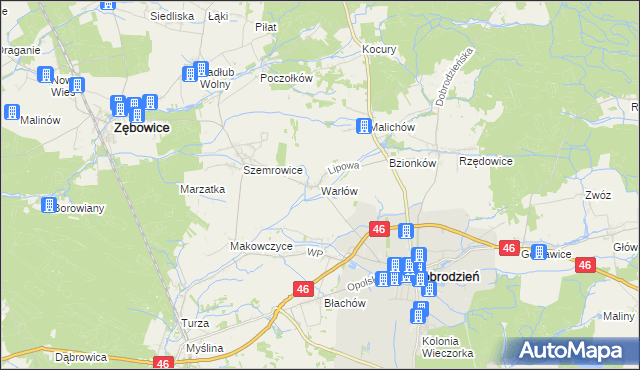 mapa Warłów, Warłów na mapie Targeo