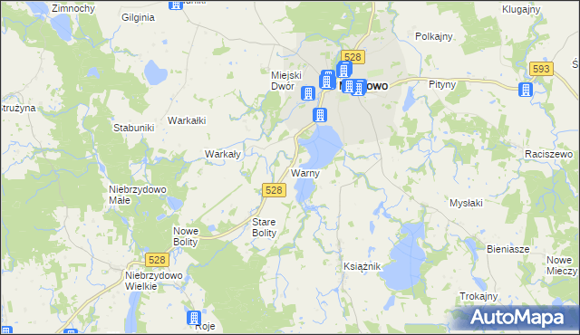 mapa Warny, Warny na mapie Targeo