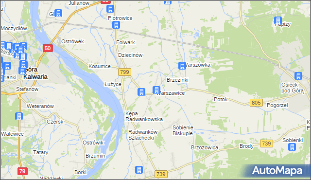 mapa Warszawice, Warszawice na mapie Targeo