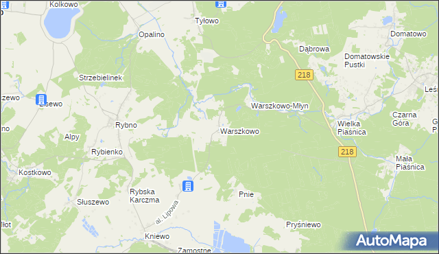 mapa Warszkowo gmina Wejherowo, Warszkowo gmina Wejherowo na mapie Targeo
