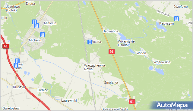 mapa Warząchewka Polska, Warząchewka Polska na mapie Targeo