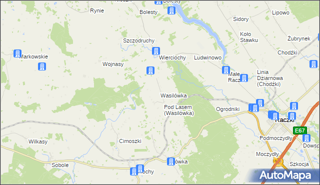 mapa Wasilówka gmina Raczki, Wasilówka gmina Raczki na mapie Targeo