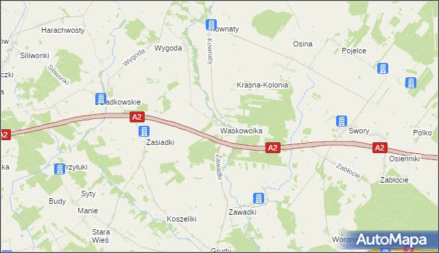 mapa Waśkowólka, Waśkowólka na mapie Targeo