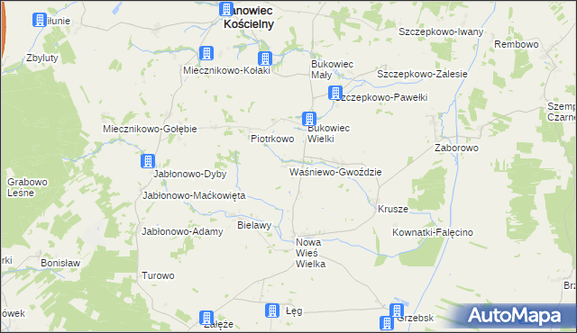 mapa Waśniewo-Gwoździe, Waśniewo-Gwoździe na mapie Targeo