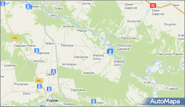 mapa Wąsosz Dolny, Wąsosz Dolny na mapie Targeo