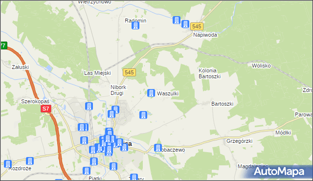 mapa Waszulki, Waszulki na mapie Targeo