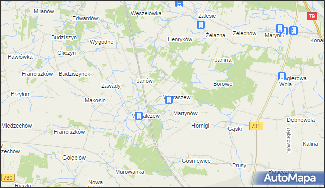 mapa Watraszew, Watraszew na mapie Targeo