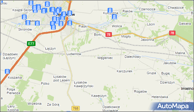 mapa Węgleniec, Węgleniec na mapie Targeo