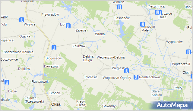 mapa Węgleszyn-Dębina, Węgleszyn-Dębina na mapie Targeo