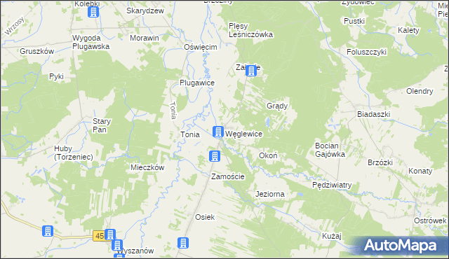 mapa Węglewice gmina Galewice, Węglewice gmina Galewice na mapie Targeo