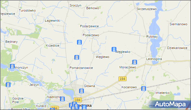 mapa Węglewo gmina Pobiedziska, Węglewo gmina Pobiedziska na mapie Targeo