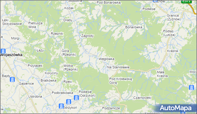 mapa Węglówka gmina Korczyna, Węglówka gmina Korczyna na mapie Targeo