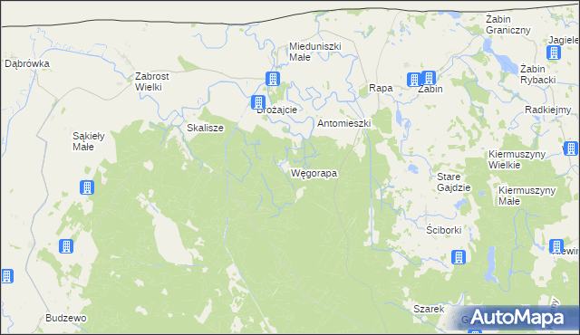 mapa Węgorapa, Węgorapa na mapie Targeo