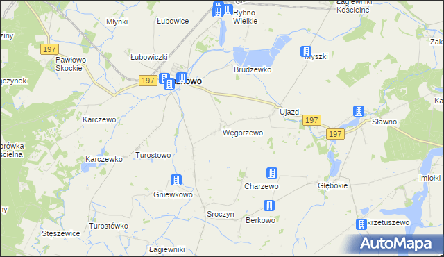 mapa Węgorzewo gmina Kiszkowo, Węgorzewo gmina Kiszkowo na mapie Targeo