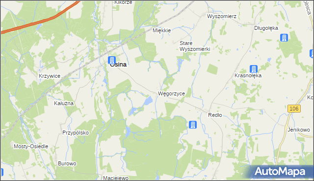 mapa Węgorzyce, Węgorzyce na mapie Targeo