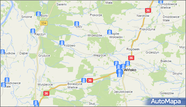 mapa Węgrzce gmina Wińsko, Węgrzce gmina Wińsko na mapie Targeo