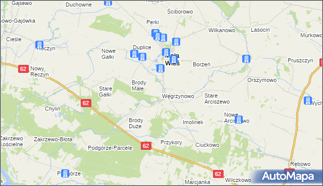 mapa Węgrzynowo gmina Mała Wieś, Węgrzynowo gmina Mała Wieś na mapie Targeo