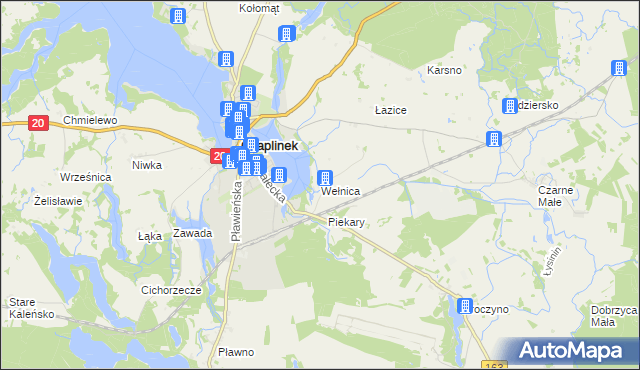 mapa Wełnica gmina Czaplinek, Wełnica gmina Czaplinek na mapie Targeo