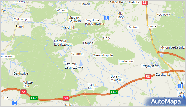 mapa Weronikopole, Weronikopole na mapie Targeo