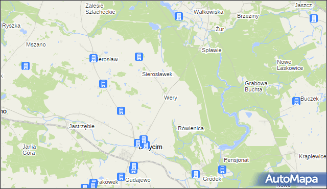 mapa Wery gmina Drzycim, Wery gmina Drzycim na mapie Targeo