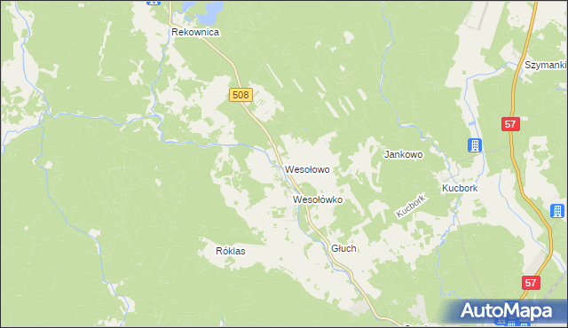mapa Wesołowo gmina Wielbark, Wesołowo gmina Wielbark na mapie Targeo