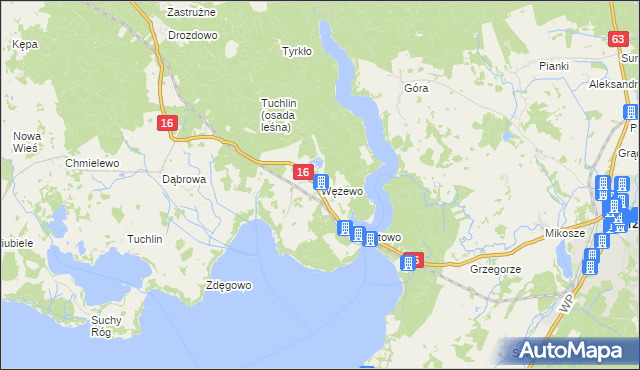 mapa Wężewo gmina Orzysz, Wężewo gmina Orzysz na mapie Targeo