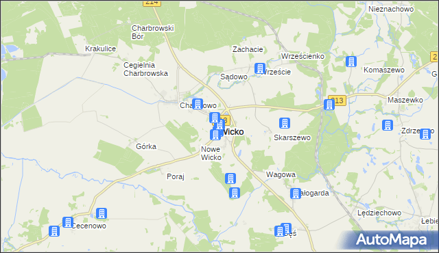 mapa Wicko powiat lęborski, Wicko powiat lęborski na mapie Targeo