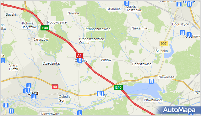 mapa Widów gmina Rudziniec, Widów gmina Rudziniec na mapie Targeo